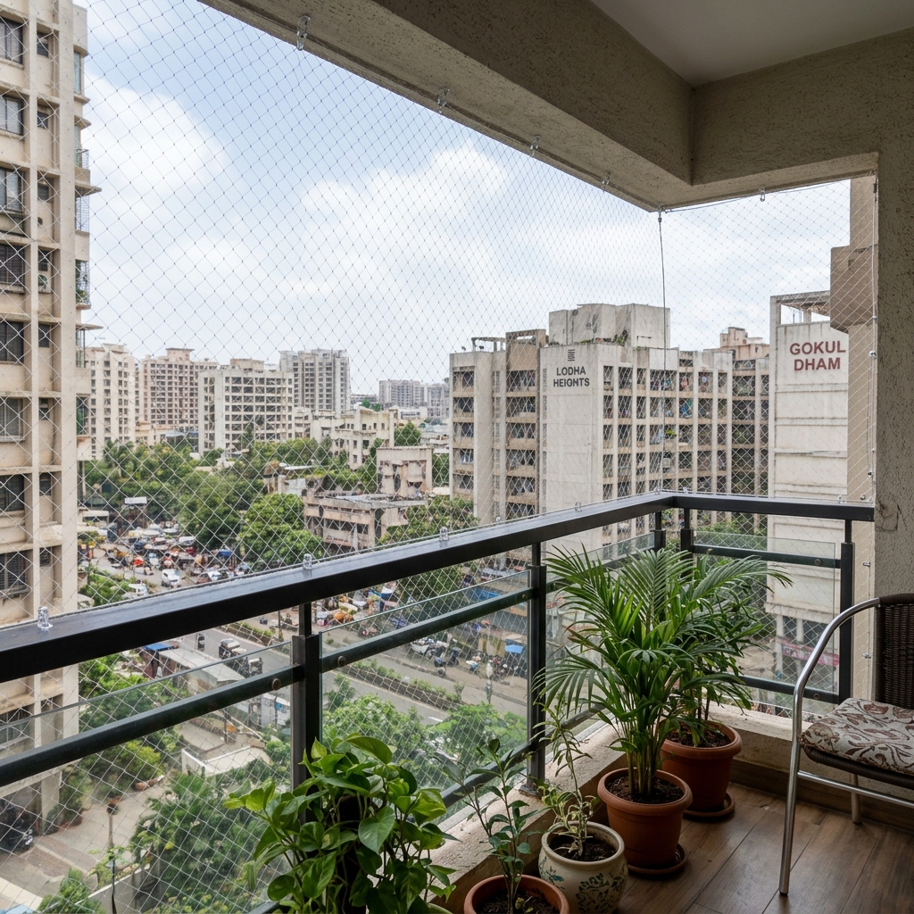 Balcony Pigeon Netting installation in Chennai
